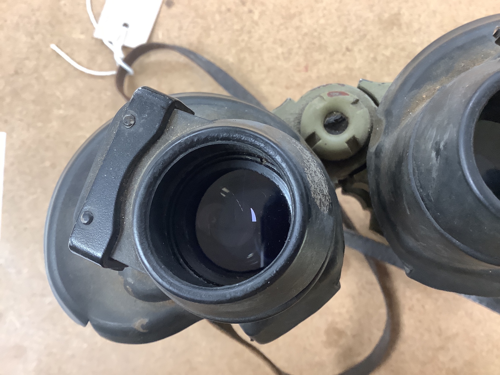 A pair of WWII German U boat binoculars, blc 7 x 50 serial no. 55429, rubber mounts, 19cms long